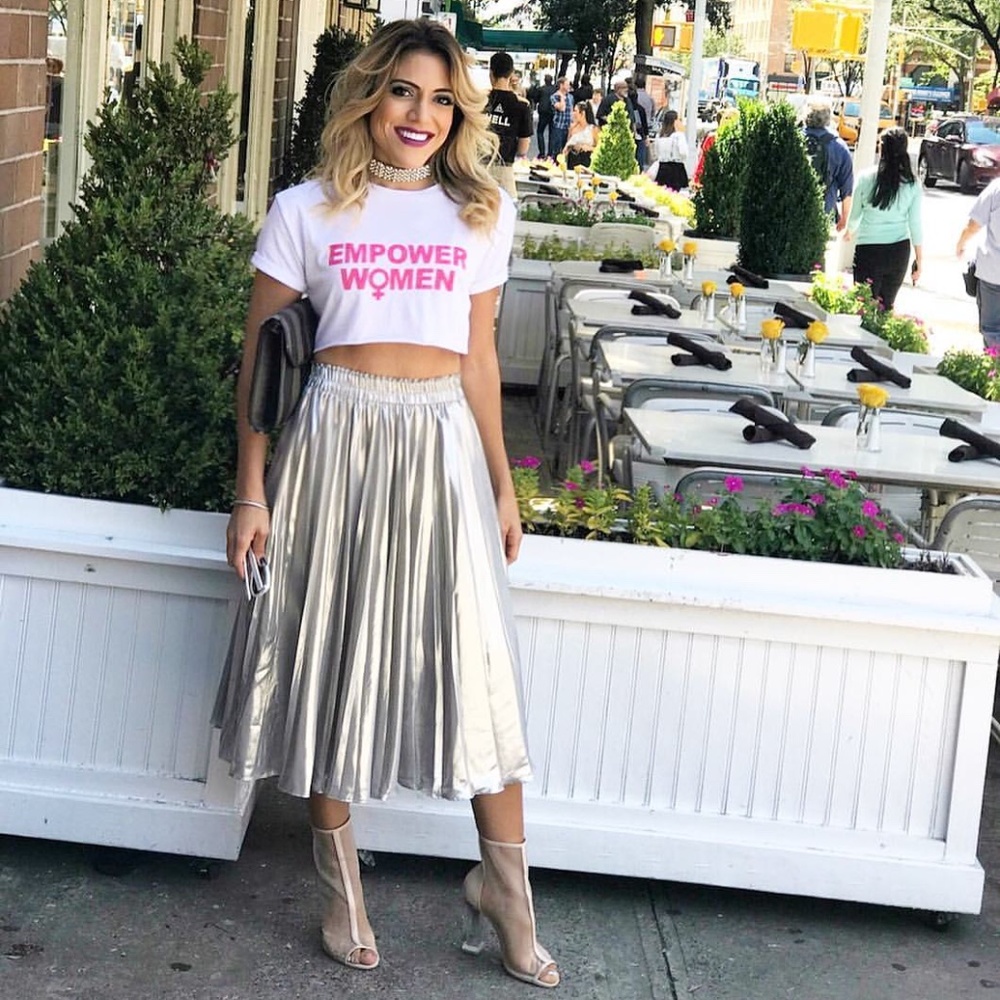 Metallic Pleated Skirt